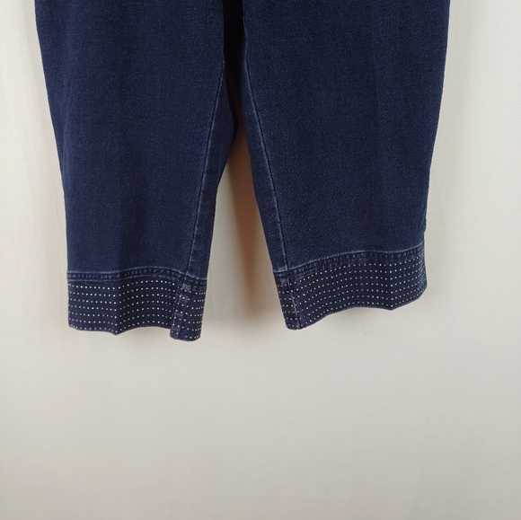 NWT Quacker Factory Dream Jeannes Convertible Capris Dark Indigo Large A231344 - Picture 2 of 8
